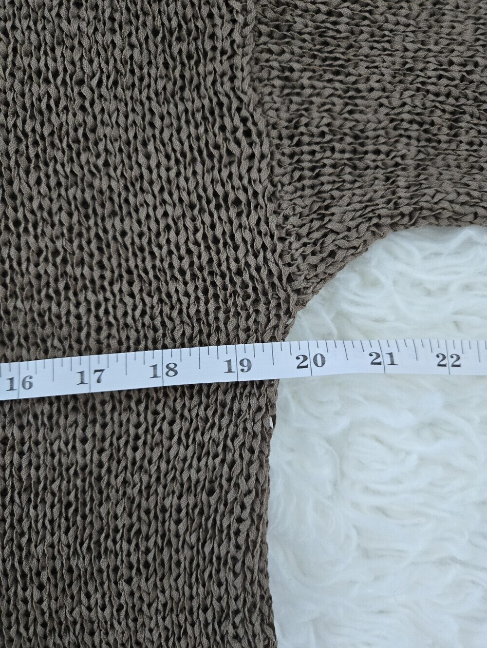 Apropos cowl neck open knit texture linen-blend sweater. 3/4 Sleeves. Large. - Picture 5 of 8